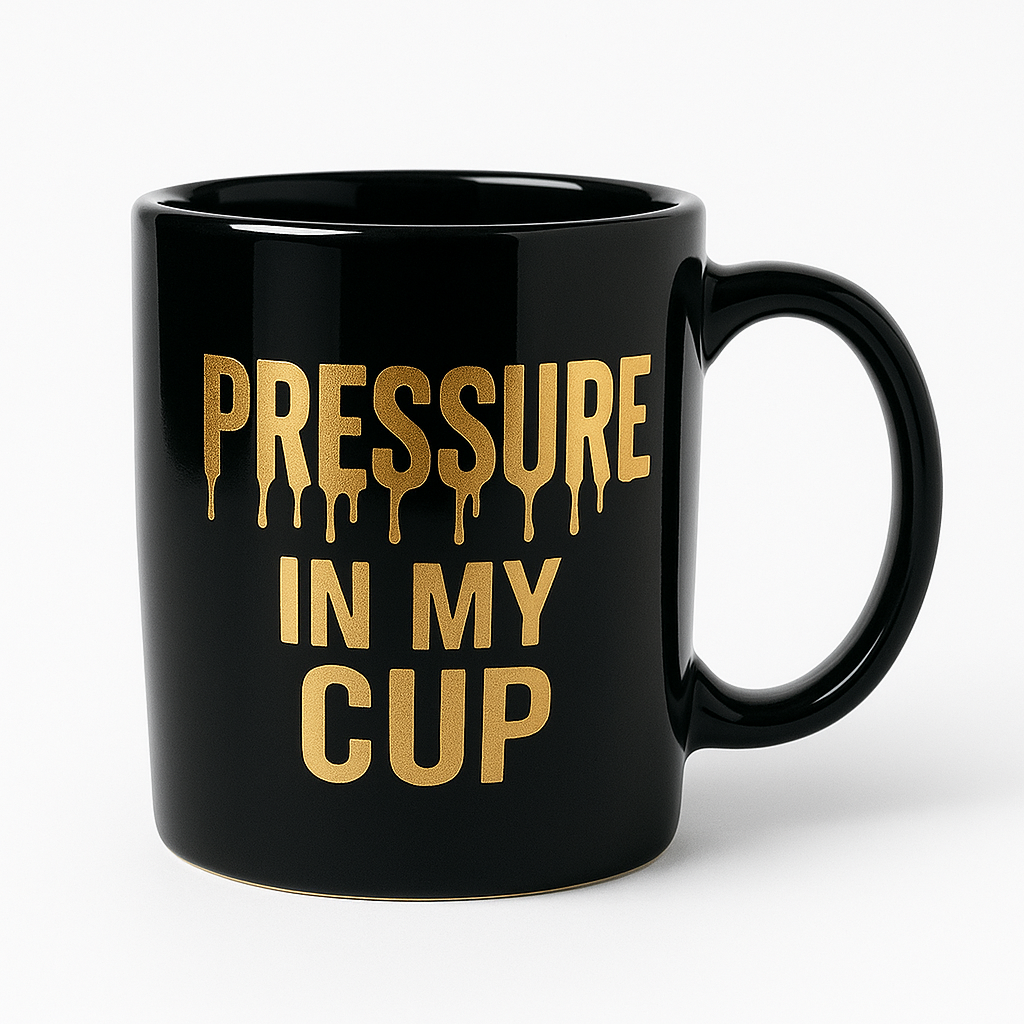 PRESSURE IN MY CUP – Luxury Black & Gold Mug